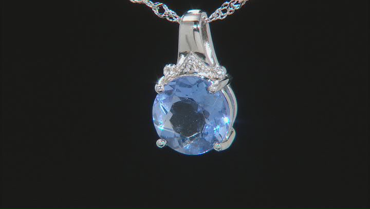 Blue Color Change Fluorite Rhodium Over Silver Pendant With Chain 4.27ctw Video Thumbnail