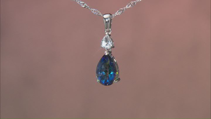 Blue Petalite Rhodium Over Sterling Silver Pendant With Chain 2.38ctw Video Thumbnail