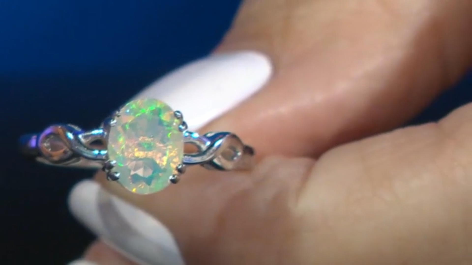 Multicolor Ethiopian Opal Solitaire Rhodium Over Sterling Silver Ring 0.93ct Video Thumbnail