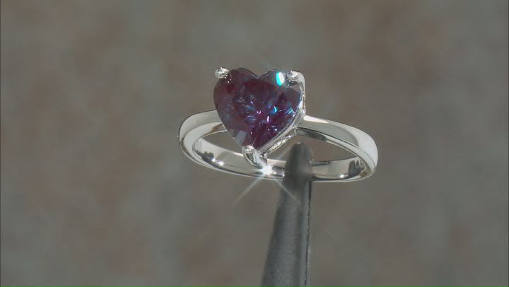 Blue Lab Created Alexandrite Rhodium Over Sterling Silver Ring 2.70ct Video Thumbnail