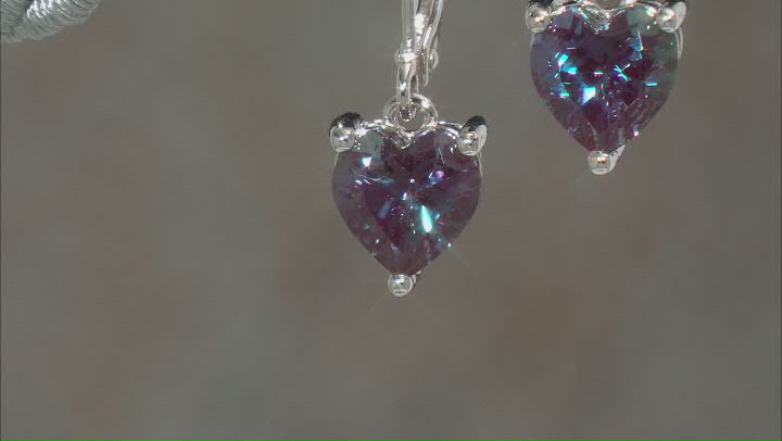 Blue Lab Created Alexandrite Rhodium Over Sterling Silver Dangle Earrings 2.72ctw Video Thumbnail