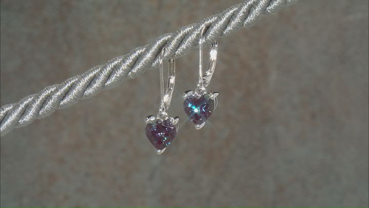 Blue Lab Created Alexandrite Rhodium Over Sterling Silver Dangle Earrings 2.72ctw Video Thumbnail