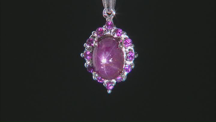 Oval Red Star Ruby With Rhodolite Garnet Sterling Silver Pendant With Singapore Chain 8x6mm Video Thumbnail