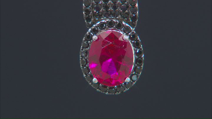 Red Lab Created Ruby Rhodium Over Sterling Silver Pendant With Chain 2.94ctw Video Thumbnail