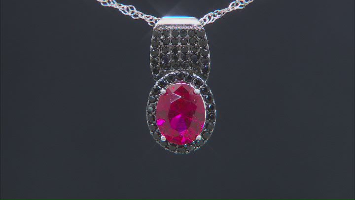 Red Lab Created Ruby Rhodium Over Sterling Silver Pendant With Chain 2.94ctw Video Thumbnail