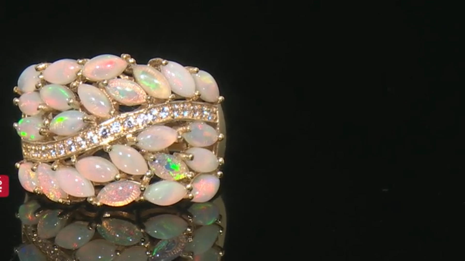 Multi Color Ethiopian Opal 18k Yellow Gold over Silver Ring 2.19ctw Video Thumbnail