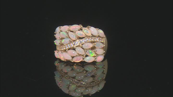 Multi Color Ethiopian Opal 18k Yellow Gold over Silver Ring 2.19ctw Video Thumbnail