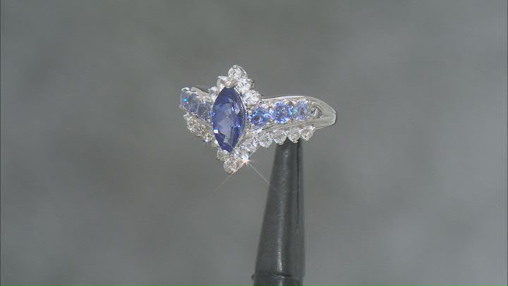 Blue Tanzanite Rhodium Over Sterling Silver Ring 2.07ctw Video Thumbnail