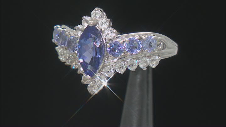 Blue Tanzanite Rhodium Over Sterling Silver Ring 2.07ctw Video Thumbnail