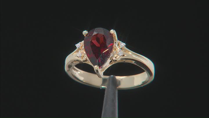 Red Garnet and Diamond 18k Yellow Gold Over Sterling Silver Ring 1.65ctw Video Thumbnail