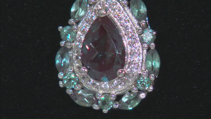 Blue Lab Created Alexandrite Rhodium Over Sterling Silver Pendant with Chain 2.64ctw Video Thumbnail