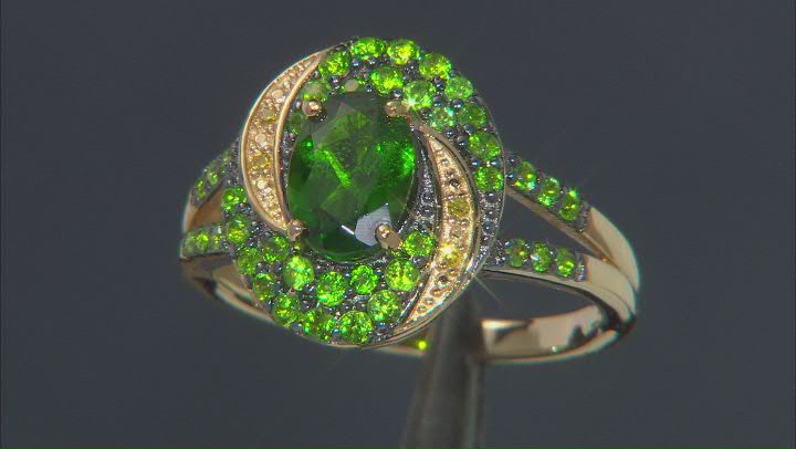 Green Chrome Diopside And Yellow Diamond 18K Yellow Gold Over Sterling Silver Ring 1.50ctw Video Thumbnail