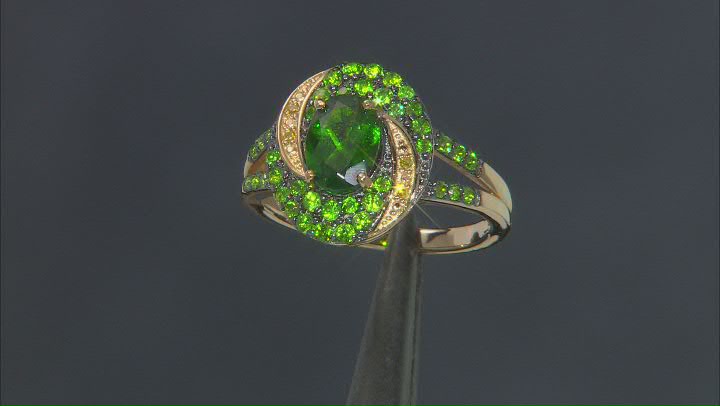 Green Chrome Diopside And Yellow Diamond 18K Yellow Gold Over Sterling Silver Ring 1.50ctw Video Thumbnail