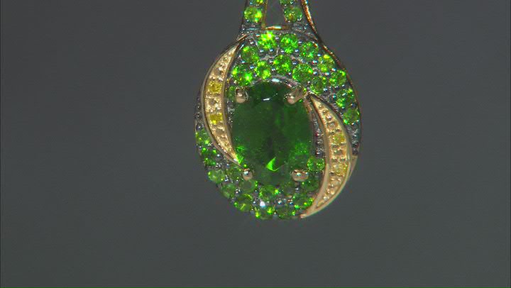 Green Chrome Diopside With Yellow Diamond 18K Yellow Gold Over Silver Pendant With Chain 1.45ctw Video Thumbnail