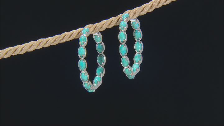 Blue Composite Turquoise Rhodium Over Sterling Silver Hoop Earrings Video Thumbnail