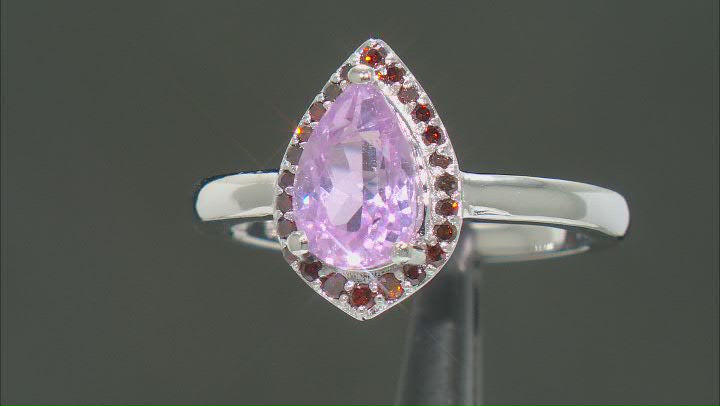 Pink Kunzite Rhodium Over Sterling Silver Ring 1.40ctw Video Thumbnail