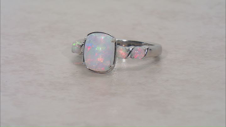 Ethiopian Opal Rhodium Over Sterling Silver Ring Set 1.52ctw Video Thumbnail