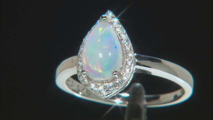 Multi Color Opal Rhodium Over Sterling Silver Ring 0.63ctw Video Thumbnail