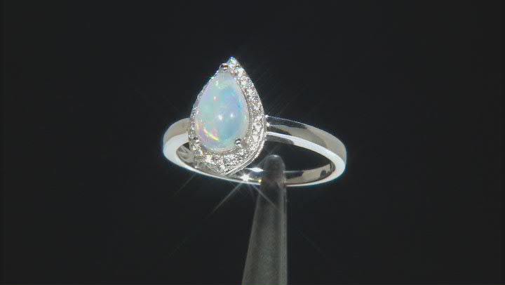 Multi Color Opal Rhodium Over Sterling Silver Ring 0.63ctw Video Thumbnail