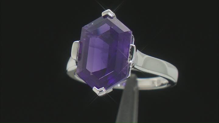 Amethyst Rhodium Over Sterling Silver Solitaire Ring 5.10ct Video Thumbnail