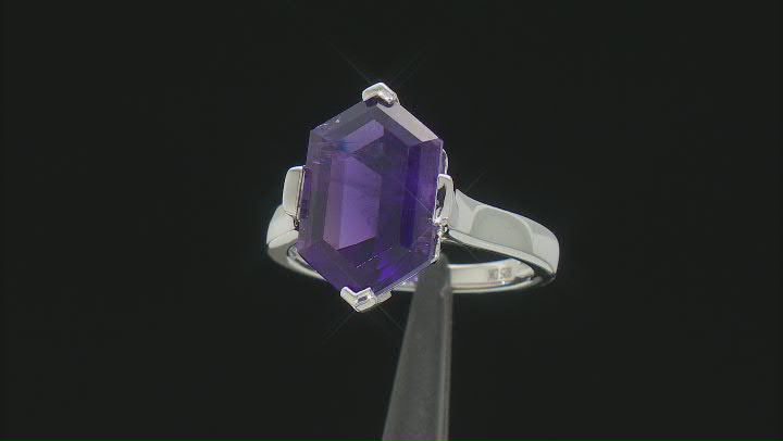 Amethyst Rhodium Over Sterling Silver Solitaire Ring 5.10ct Video Thumbnail
