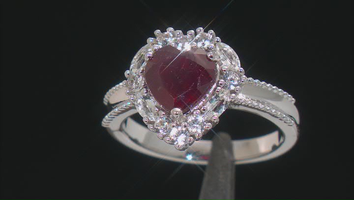 Mahaleo® Ruby Rhodium Over Sterling Silver Heart Ring 3.13ctw Video Thumbnail