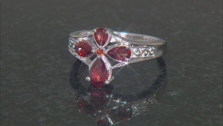 Red Garnet Rhodium Over Sterling Silver Cross Ring 1.13ctw Video Thumbnail