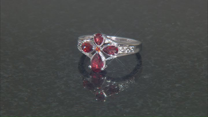 Red Garnet Rhodium Over Sterling Silver Cross Ring 1.13ctw Video Thumbnail