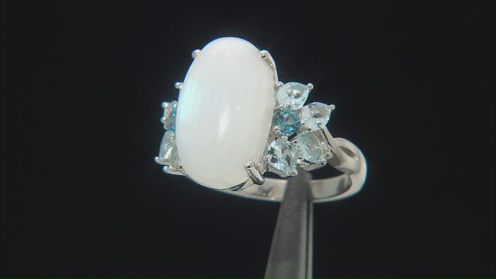Rainbow Moonstone Rhodium Over Sterling Silver Ring Video Thumbnail