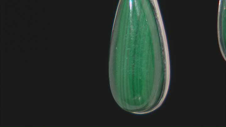 Green Malachite Rhodium Over Sterling Silver Dangle Earrings Video Thumbnail