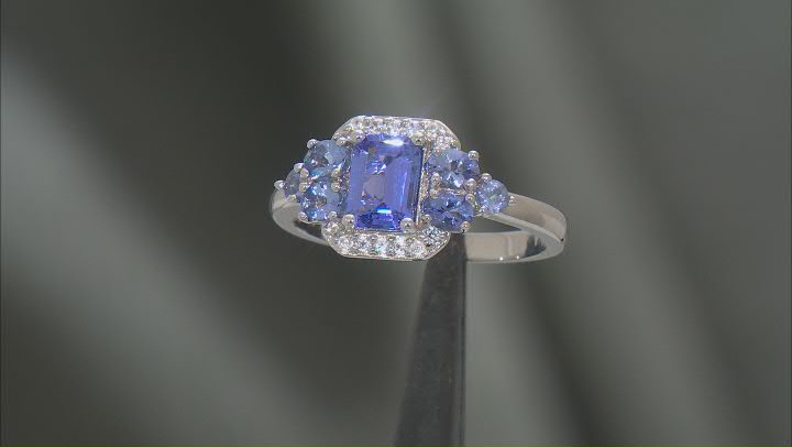 Blue Tanzanite Rhodium Over Sterling Silver Ring 1.65ctw Video Thumbnail