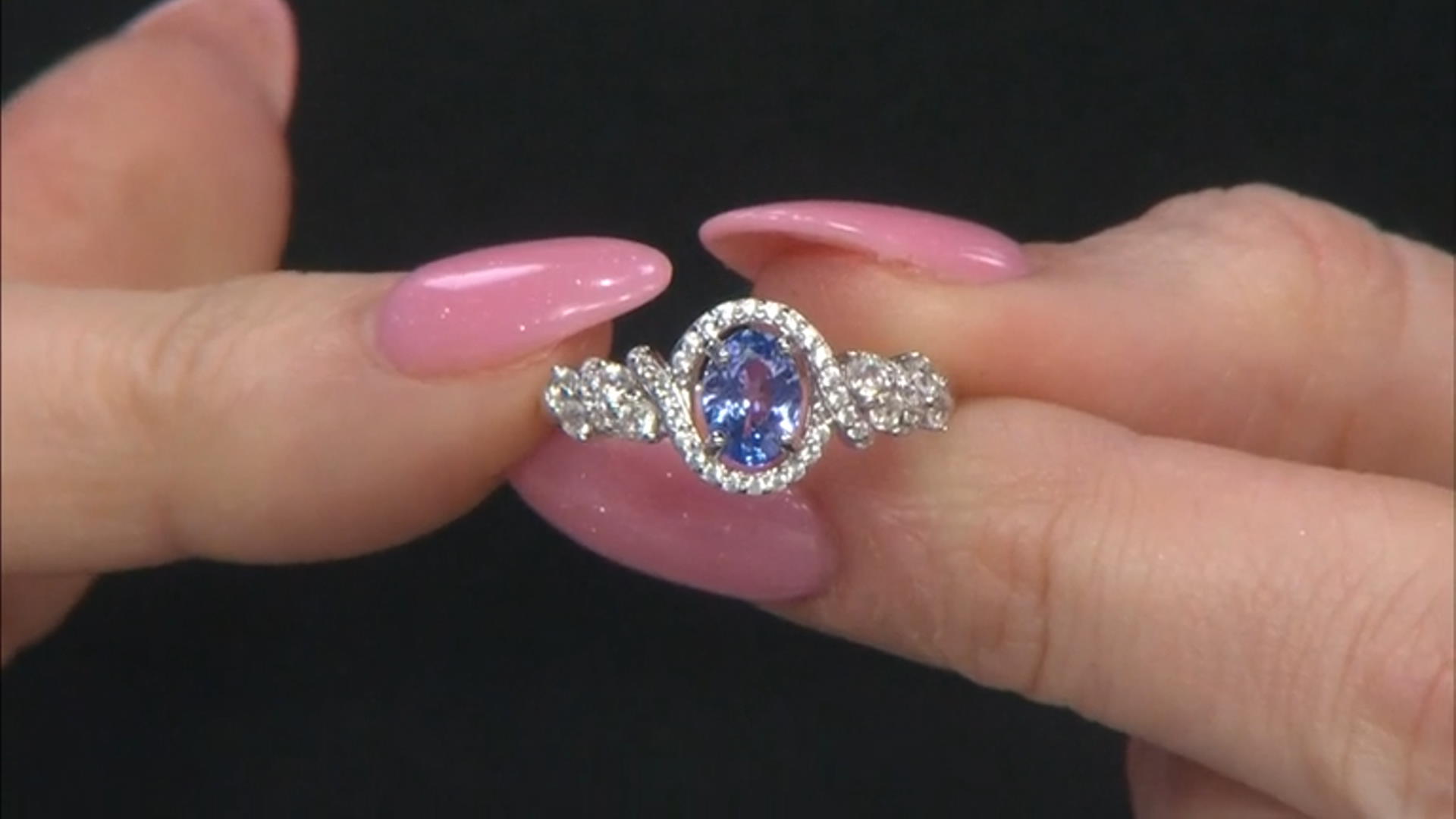 Blue Tanzanite Rhodium Over Sterling Silver Ring 1.12ctw Video Thumbnail