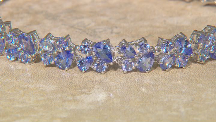 Blue Tanzanite Rhodium Over Sterling Silver Tennis Bracelet 13.30ctw Video Thumbnail