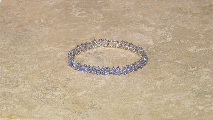 Blue Tanzanite Rhodium Over Sterling Silver Tennis Bracelet 13.30ctw Video Thumbnail