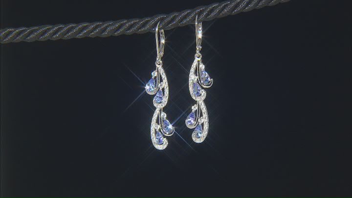 Tanzanite Rhodium Over Sterling Silver Dangle Earrings 1.87ctw Video Thumbnail