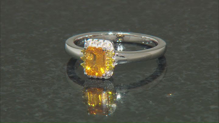 Spessartite Rhodium Over Sterling Silver Ring 0.77ctw Video Thumbnail