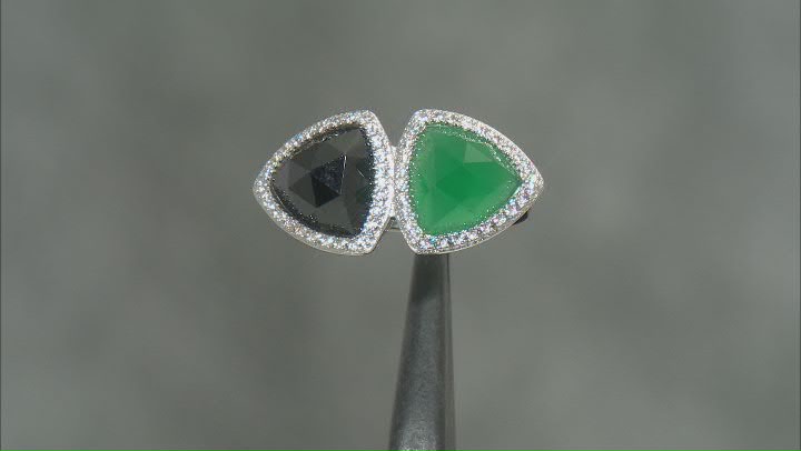 Green Onyx Rhodium Over Sterling Silver Ring 5.98ctw Video Thumbnail