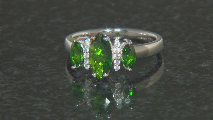 Green Chrome Diopside Rhodium Over Sterling Silver Ring 1.46ctw Video Thumbnail