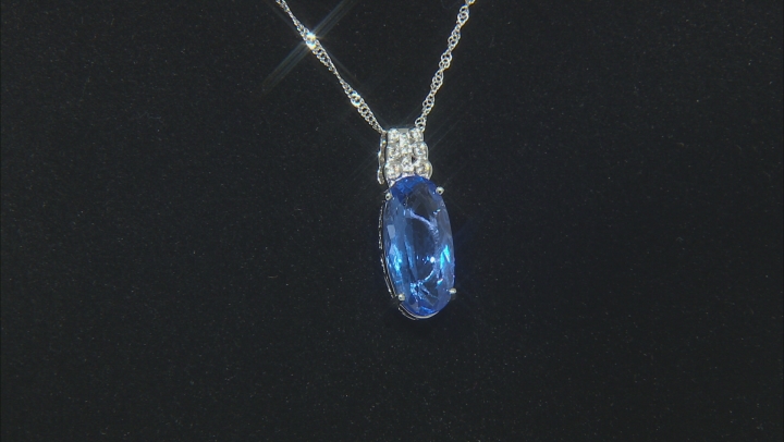 Blue Color Shift Change Rhodium Over Sterling Silver Pendant With Chain 8.96ctw Video Thumbnail