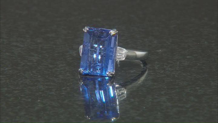 Blue Color Change Fluorite Rhodium Over Sterling Silver Ring 8.26ctw Video Thumbnail