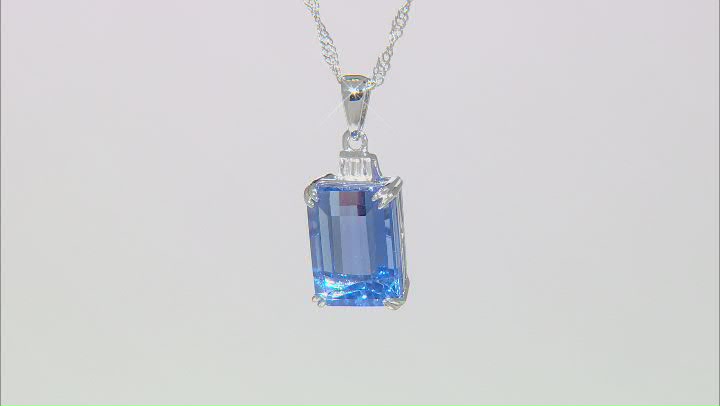 Blue Color Change Fluorite Rhodium Over Sterling Silver Pendant with Chain 9.74ctw Video Thumbnail