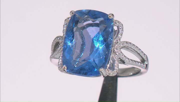 Blue Color Change Fluorite Rhodium Over Sterling Silver Ring 6.42ct Video Thumbnail