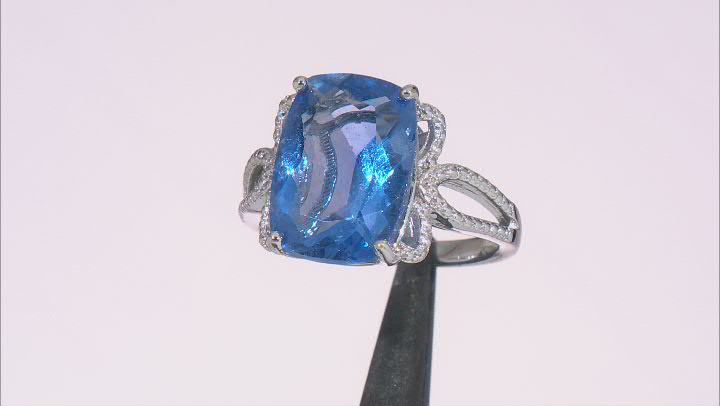 Blue Color Change Fluorite Rhodium Over Sterling Silver Ring 6.42ct Video Thumbnail