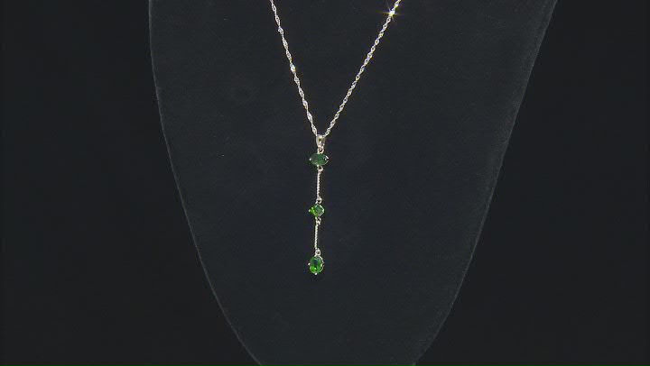Chrome Diopside Rhodium Over Sterling Silver 3-Stone Pendant With Chain 1.60ctw Video Thumbnail