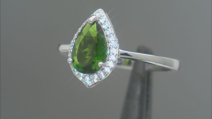 Green Chrome Diopside Rhodium Over Sterling Silver Ring 1.28ctw Video Thumbnail