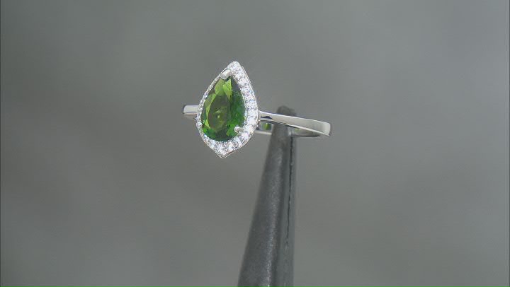Green Chrome Diopside Rhodium Over Sterling Silver Ring 1.28ctw Video Thumbnail