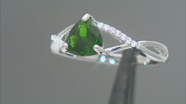 Green Chrome Diopside Rhodium Over Sterling Silver Ring 1.11ctw Video Thumbnail