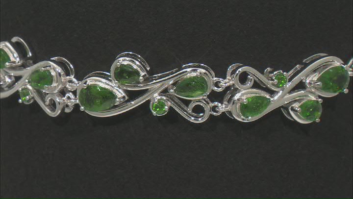 Green Chrome Diopside Rhodium Over Sterling Silver Bolo Bracelet 2.39ctw Video Thumbnail