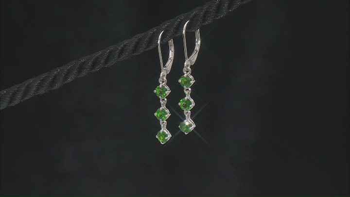 Green Chrome Diopside Rhodium Over Sterling Silver Earrings 1.38ctw Video Thumbnail