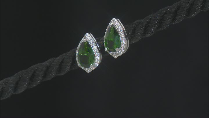 Chrome Diopside Rhodium Over Sterling Silver Stud Earrings 1.74ctw Video Thumbnail